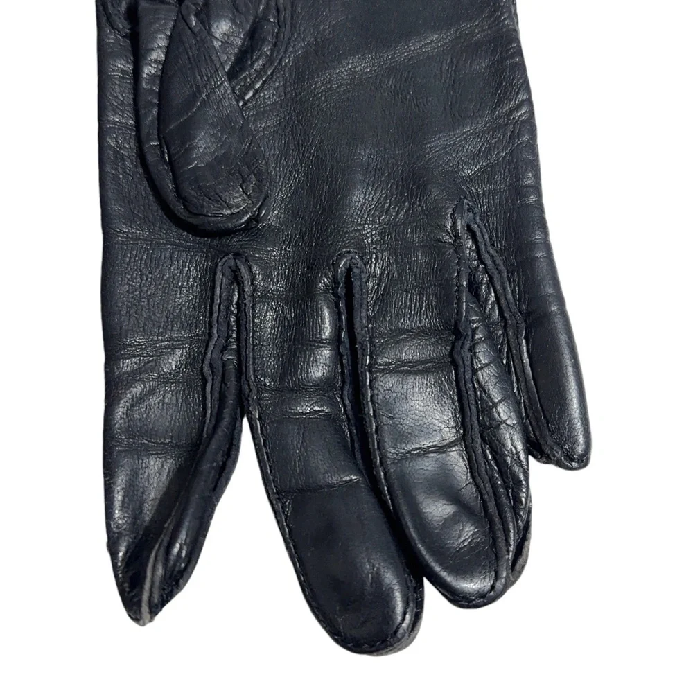 Womens Vintage Deerskin Gloves Scalloped Edge Size 6.5 Unlined Gift